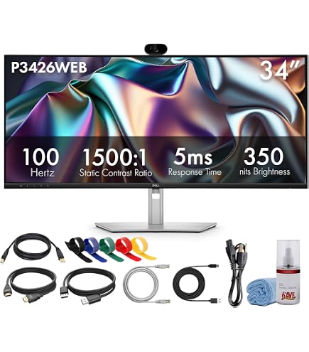 Amazon.com: Dell P3424WEB 34 Curved Video Conferencing Monitor